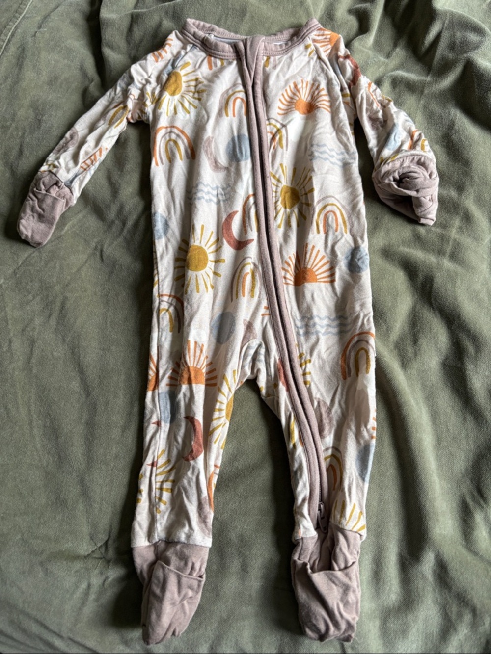 Little Sleepies Neutral Sunrise Footed One-Piece in Cream, Tan, Yellow